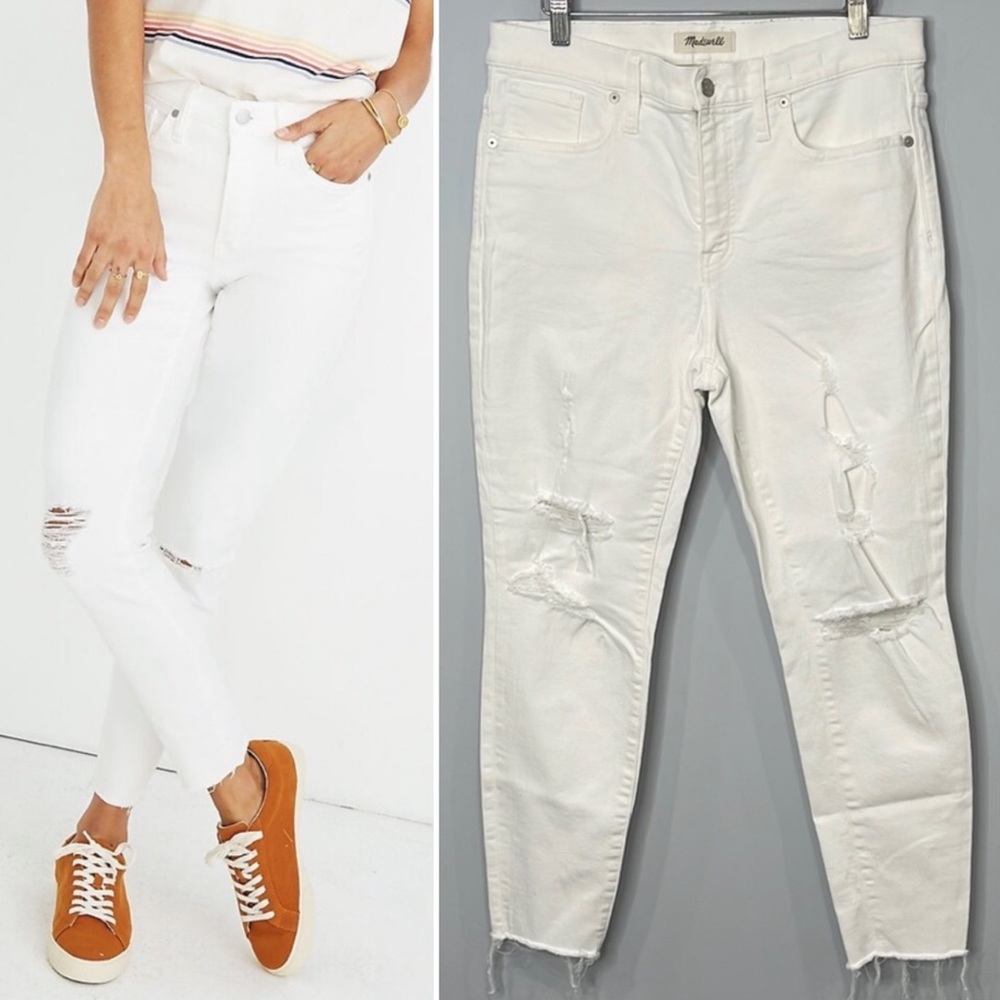 Madewell High Rise White Skinny Crop Jeans